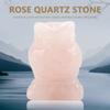 HERCHR Rose Quartz Owl-Shaped Pocket Statue Kitchen Guardian Healing Figurine Decor, Pink Quartz Gemstone Collection(s) view 2