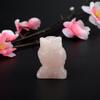 HERCHR Rose Quartz Owl-Shaped Pocket Statue Kitchen Guardian Healing Figurine Decor, Pink Quartz Gemstone Collection(s) view 3
