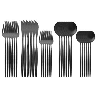 Black Silverware Set Flatware, 30 Pcs Satin Finish Stainless Steel Flatware Set For 6, Include Fork Spoon Knife, Utensils for Daily Use and Party, Anti Rust, Dishwasher Safe