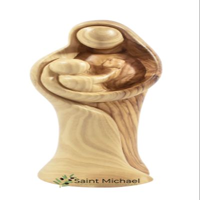 9 Inch Wooden Virgin Mary Statue, Olive Wood with Baby Jesus Statue, Blessed Mother Made in Bethlehem Holy Land, Unique Gift for Mothers Day for Any Special Occasion