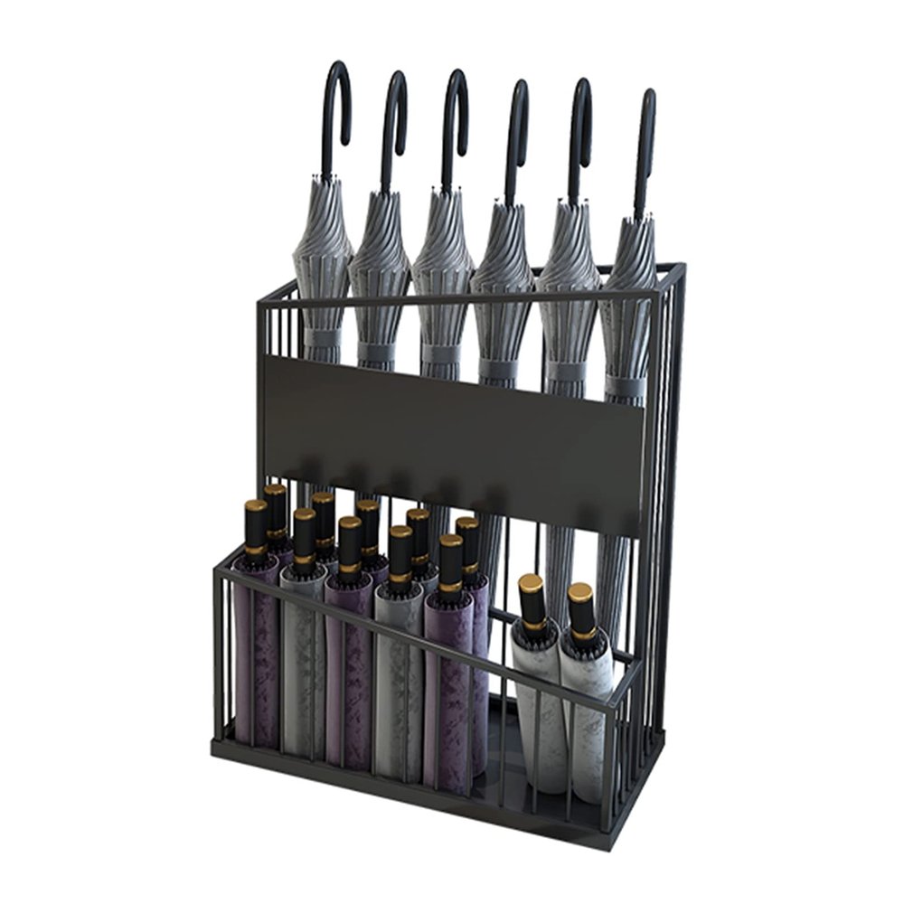 Umbrella Racks WXYZ Large-Capacity Metal Business Umbrella Stand, Floor-Standing Frame Umbrella Barrel, Saving Space 48x27x60cm (Color : Black)