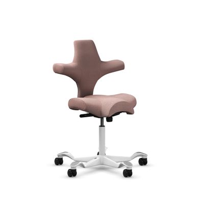 HAG Capisco Sit to Stand Chair-White Frame-Upholstered Pink Blush