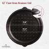 Cuisinel Cast Iron Lid - Fits 12"-Inch / 30.48-cm Lodge Skillet Frying Pans or Braiser + Silicone Handle Holder + Care Guide - Pre-Seasoned Replacement Cover - Indoor/Outdoor, Oven, Fire, BBQ Safe view 2