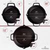 Cast Iron Skillet + Cast Iron Lid Set - 8"+10"+12" Dual Handle Frying Pans + Pan Scraper + Silicone Handle Holder Covers - Pre-Seasoned Indoor/Outdoor, Grill, Stovetop, Induction, Oven Safe Cookware view 2