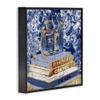 Stupell Industries Fashion Book Pile Glam Designer Accessories Blue Gold, Design By Ziwei Li, Black Framed Wall Art, 17 x 17 view 3