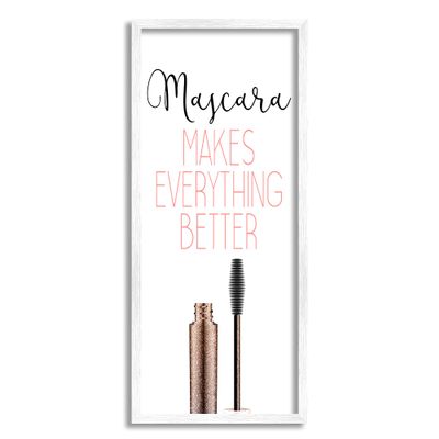 Stupell Industries Mascara Fashion Designer Modern Pink Word, Design by Kimberly Allen White Framed Wall Art, 13 x 30