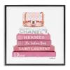 Stupell Industries Pink Book Stack Fashion Handbag, Design By Amanda Greenwood, Black Framed Wall Art, 17 x 17 view 1