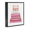 Stupell Industries Pink Book Stack Fashion Handbag, Design By Amanda Greenwood, Black Framed Wall Art, 17 x 17 view 3