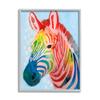Stupell Industries Colorful Abstract Zebra Animal Rainbow Blue Drawing, Design by Grace Popp Gray Framed Wall Art, 16 x 20 view 1