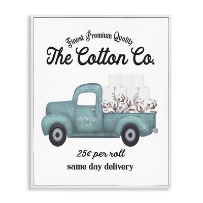 Stupell Industries 'Toilet Paper Cotton Delivery Truck', Framed Giclee Art, White, 16 x 20 Inches, Easy to Hang and Sturdy, Made in USA, by Lettered and Lined