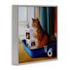 Stupell Industries Litter Box Reading Funny Cat Pet Painting, Design by Lucia Heffernan Gray Framed Wall Art, 12 x 12, Multi-Color view 3