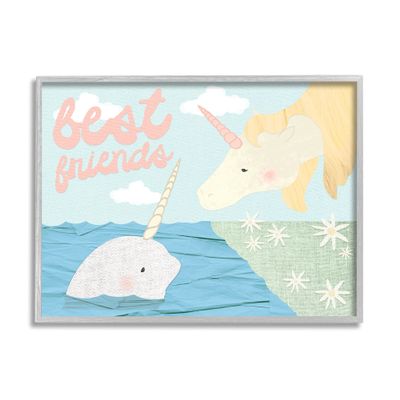 Stupell Industries Best Friends Narwhal and Unicorn Collage