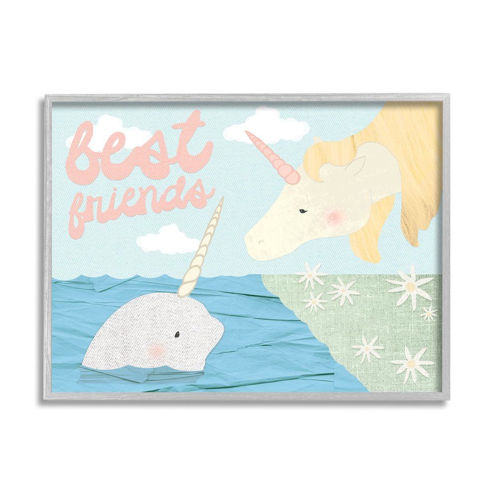 Stupell Industries Best Friends Narwhal and Unicorn Collage