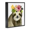 Stupell Industries Coachella Ready Sloth in Flower Crown, Design By Grace Popp, Black Framed Wall Art, 17 x 17 view 3