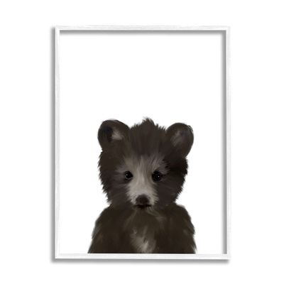 Stupell Industries Baby Black Bear Animal Kids Painting, Design by Leah Straatsma White Framed Wall Art, 11 x 14