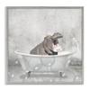 Stupell Industries Baby Hippo Bath Time Cute Animal Design Wall Art, 17x17, Grey Framed view 1