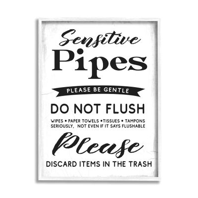 Stupell Industries Sensitive Toilet Pipes Sign Flushing Restrictions
