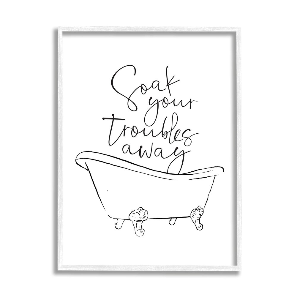 Stupell Industries Soak Your Troubles Away Ink Drawing Bathroom Design