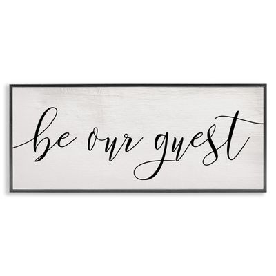 Stupell Industries Be Our Guest Script White Wood Look Typography, Design by Daphne Polselli Wall Art, 10 x 24