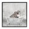Stupell Industries Baby Hippo Bath Time Cute Animal Design Wall Art, 17 x 17, Black Framed view 1