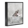 Stupell Industries Baby Hippo Bath Time Cute Animal Design Wall Art, 17 x 17, Black Framed view 3