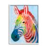 Stupell Industries Colorful Abstract Zebra Animal Rainbow Blue Drawing, Design by Grace Popp White Framed Wall Art, 16 x 20 view 1