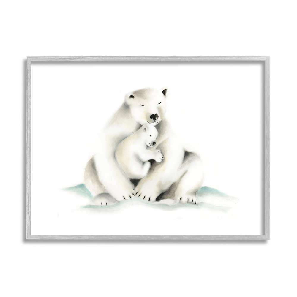 Stupell Industries Cute Cartoon Baby Polar Bear Family Zoo Animal Painting
