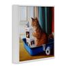 Stupell Industries Litter Box Reading Funny Cat Pet Painting, Design by Lucia Heffernan White Framed Wall Art, 17 x 17, Multi-Color view 3