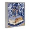 Stupell Industries Fashion Book Pile Glam Designer Accessories Blue Gold, Design by Ziwei Li Gray Framed Wall Art, 17 x 17 view 3