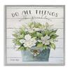 Stupell Industries Do All Things with Love Floral Magnolia Pail Planked Look Wall Art, 17 x 17, Grey Framed view 1