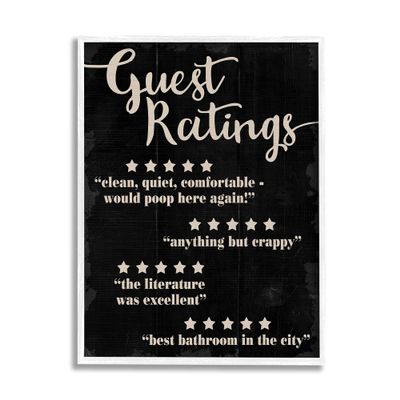 Stupell Industries Guest Rating Five Star Bathroom Black Funny Word Design