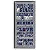 Stupell Industries Grey and Navy Superhero Rules Typography, Design by Stephanie Workman Marrott Black Framed Wall Art, 13 x 30 view 1