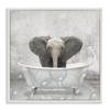 Stupell Industries Baby Elephant Bath Time Cute Animal Design Wall Art, 17 x 17, White Framed view 1