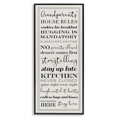 Stupell Industries Grandparents House Rules, Design by Daphne Polselli Black Framed Wall Art, 13 x 30, Beige