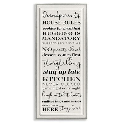 Stupell Industries Grandparents House Rules, Design by Daphne Polselli Gray Framed Wall Art, 13x30, Beige