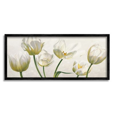 Stupell Industries Soft White Blooming Tulip Petals Floral Details, Design by Eva Barberini Black Framed Wall Art, 10 x 24