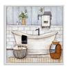 Stupell Industries Bathroom Farmhouse Style Tub Neutral Grey Drawing, Design by Yellow Caf White Framed Wall Art, 24 x 24, Blue view 1