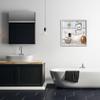 Stupell Industries Bathroom Farmhouse Style Tub Neutral Grey Drawing, Design by Yellow Caf White Framed Wall Art, 24 x 24, Blue view 2