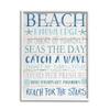 Stupell Industries Beach Knowledge Blue Aqua Planked Look Sign, Design by Jennifer Pugh White Framed Wall Art, 16 x 20 view 1