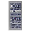 Stupell Industries Grey and Navy Superhero Rules Typography, Design by Stephanie Workman Marrott White Framed Wall Art, 13 x 30 view 1