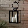Smart Living Huntington Black Metal and Glass Candle Holder Lantern with Hanging Hook 84137 view 3