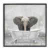 Stupell Industries Baby Elephant Bath Time Cute Animal Design Wall Art, 17x17, Black Framed view 1
