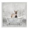 Stupell Industries Baby Zebra Bath Time Cute Animal Design Wall Art, 17 x 17, White Framed view 1