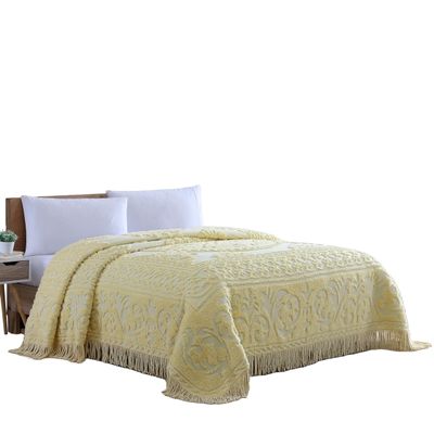 Beatrice Home Fashions Medallion Chenille Bedspread, Twin, Yellow
