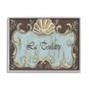 Stupell Industries La Toilette Aqua and Brown Scallop Shell Crest, Design by Bonnie Wrublesky Gray Framed Wall Art, 16 x 20 view 1