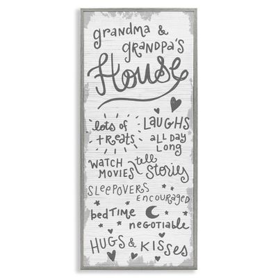 Stupell Industries Grandparents House Family Home Grey Neutral Word, Design by Daphne Polselli Gray Framed Wall Art, 13 x 30