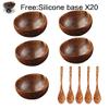 12-15cm Natural Coconut Bowl protection wooden bowl Coconut Wood tableware Spoon Set coco smoothie Coconut Kitchen Environmental (5 spoon 5 bowl) view 2
