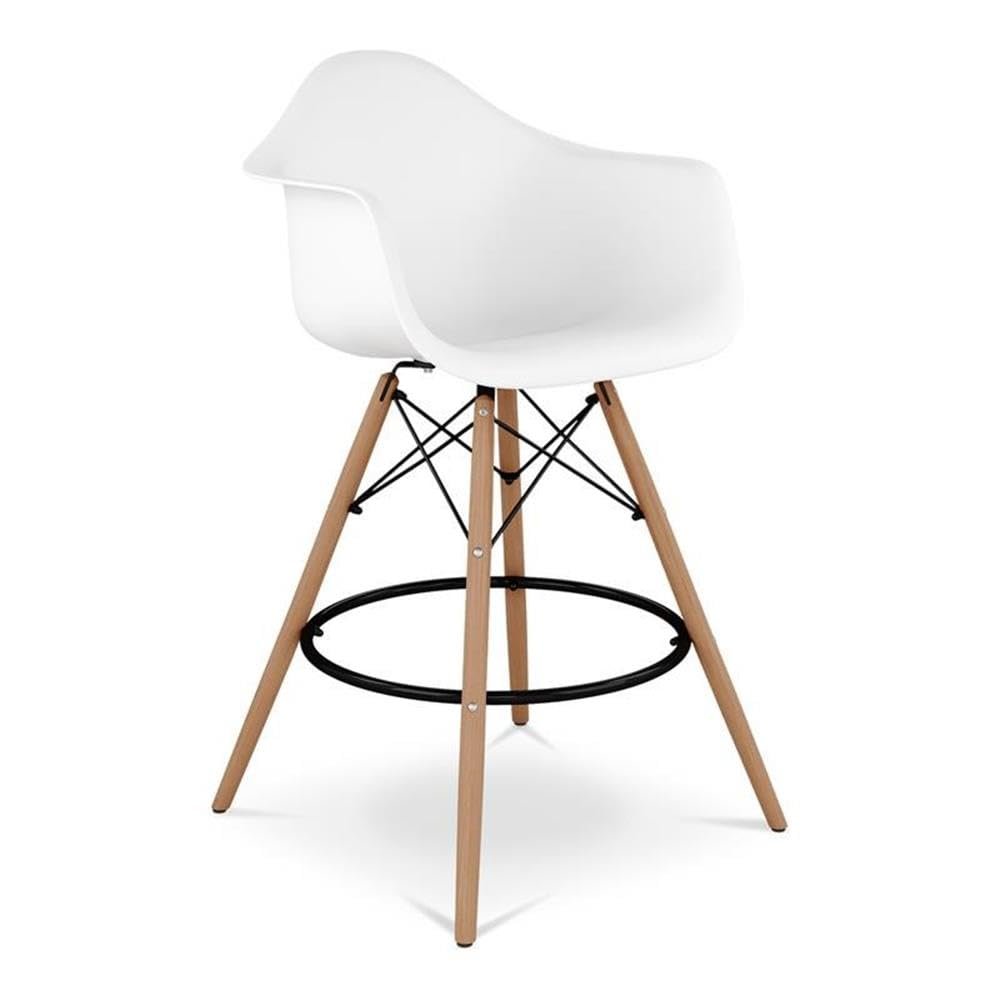 Aron Living Pyramid 28" Plastic Counter Stool with Arms in White