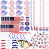 CAMIRUS 4th of July Party Favors, 126 Pcs Patriotic Accessories USA Flags Sunglasses Necklaces Glow Sticks Musical Blow Outs Mustaches Brooches Stickers for Independence Day, Memorial Day, Labor Day view 1