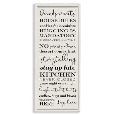 Stupell Industries Grandparents House Rules, Design by Daphne Polselli Black Framed Wall Art, 17 x 40, Beige